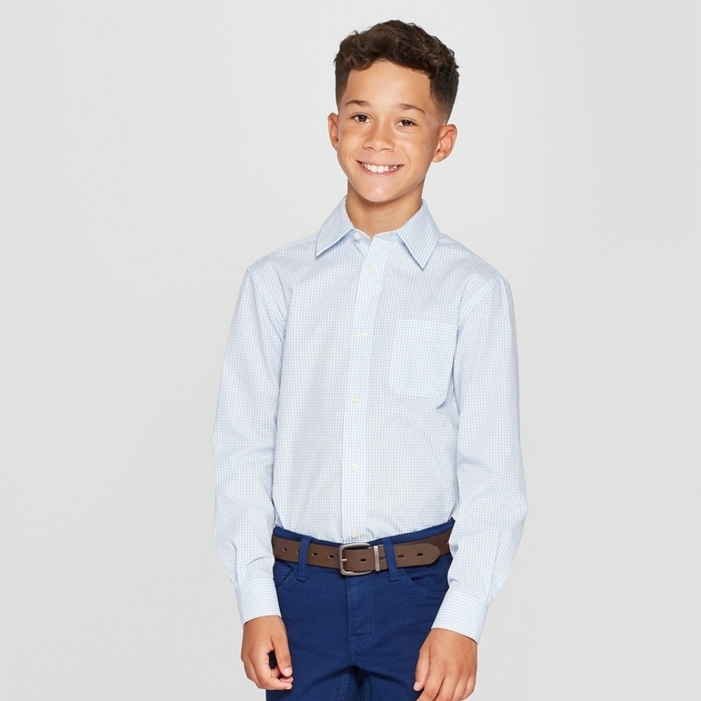 Boys' Long Sleeve Woven Button-Down Shirt - Cat & Jack™ - M - 8